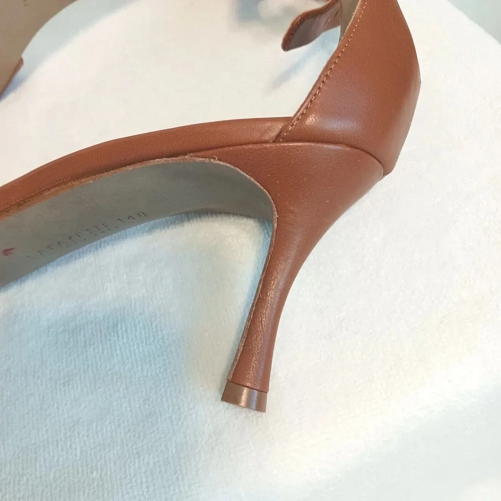 LAFAYETTE 148 Lula Ankle Strap Sandal Heels Brown‎ Sz 41 Luxury Glam retail $450